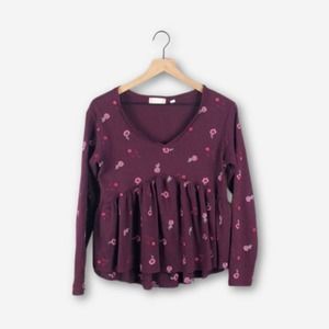 Altar'd State Burgundy Thermal Babydoll Top (S)